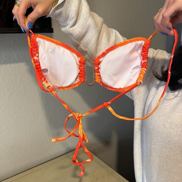 SHEIN Orange Floral Bikini Top - Picture 2 of 3